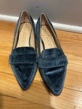 Sole Society Women's Velvet Pointed Toe Loafers - teal
